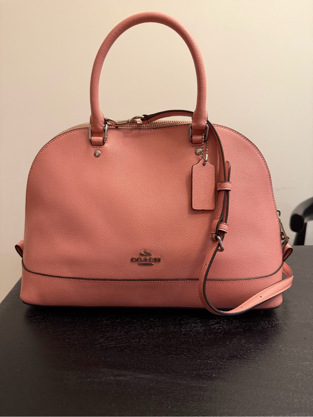 Coach Pebbled Leather Dome Satchel — Coral Pink